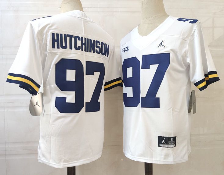 Men Michigan Wolverines 97 Hutchinson White 2024 Vapor NCAA Jersey